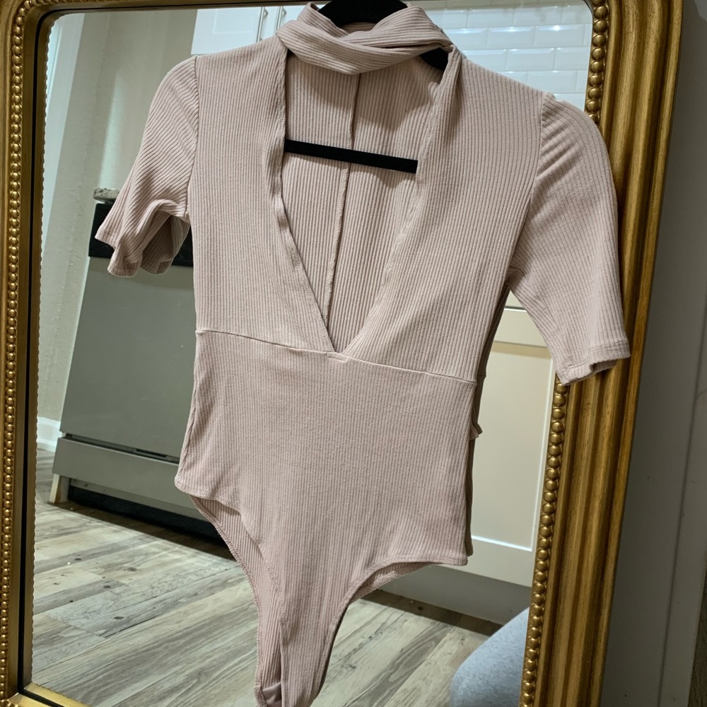 Nude V Neck Bodysuit